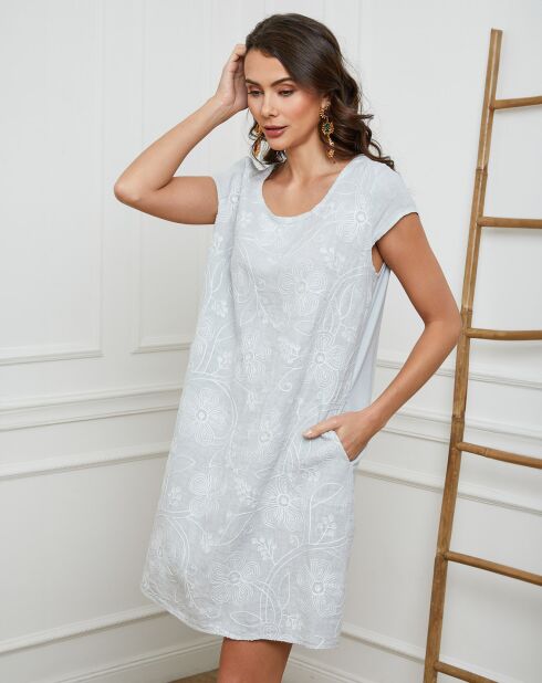 100% linnen Many grijze jurk