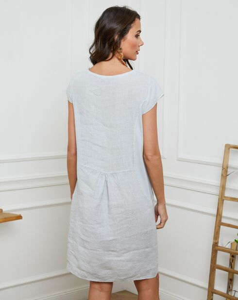 100% linnen Many grijze jurk