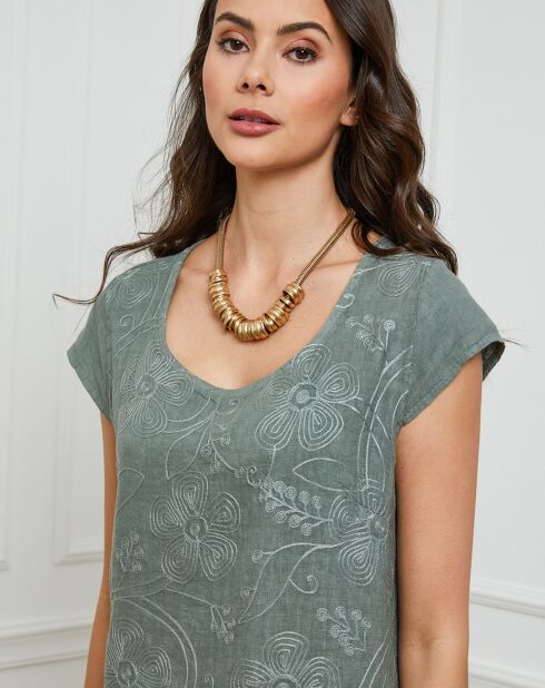 100% linnen Many kaki jurk