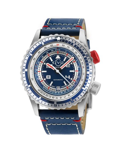 Montre Contasecondi Homme Automatique en Cuir bleue