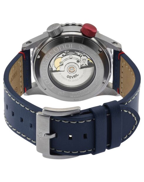 Montre Contasecondi Homme Automatique en Cuir bleue