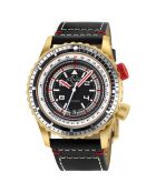 Contasecondi Herren-Automatikuhr aus schwarzem Leder