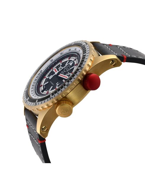 Contasecondi automatisch zwart leren herenhorloge