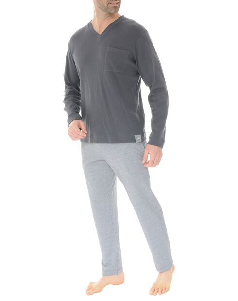 Pyjama long Sacha gris foncé