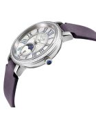 Genua kwartshorloge voor dames in suèdeleer en diamant 0,005 kt paars