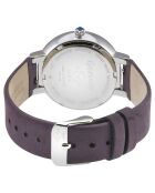 Genua kwartshorloge voor dames in suèdeleer en diamant 0,005 kt paars