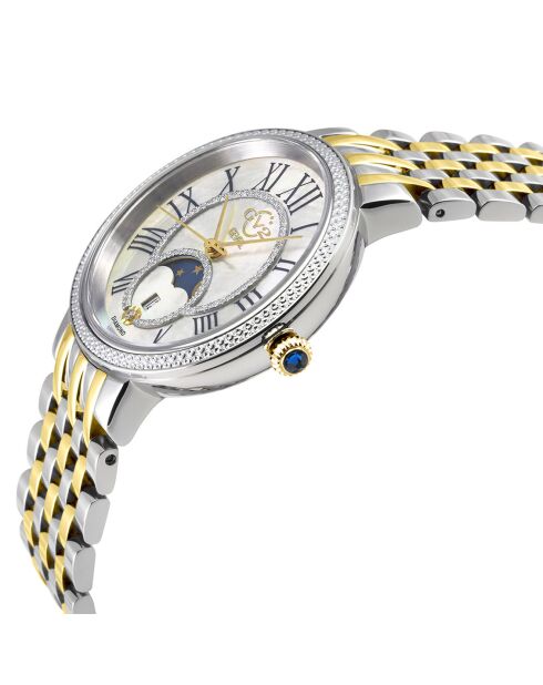 Genoa Damenuhr aus Quarzstahl und Diamant aus 0,005 Karat Gold/Silber