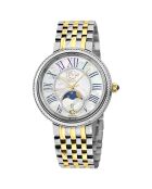 Genoa Quartz Steel & Diamond dameshorloge van 0,005 kt goud/zilver