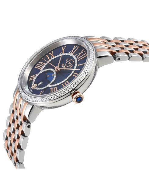 Genoa Damenuhr aus Quarzstahl und Diamant, 0,005 Karat Rotgold/Silber