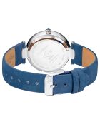 Matera kwartshorloge voor dames in suedeleer en diamant 0,04 kt blauw