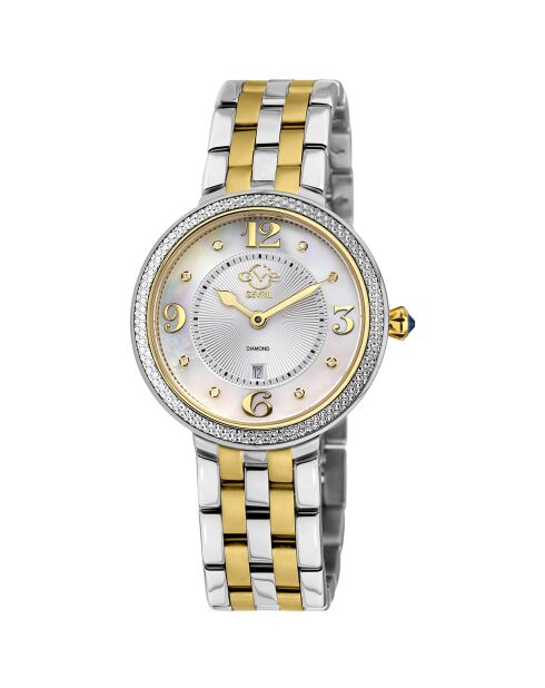 Montre Verona Femme Quartz en Acier & Diamants 0.056 ct doré/argenté