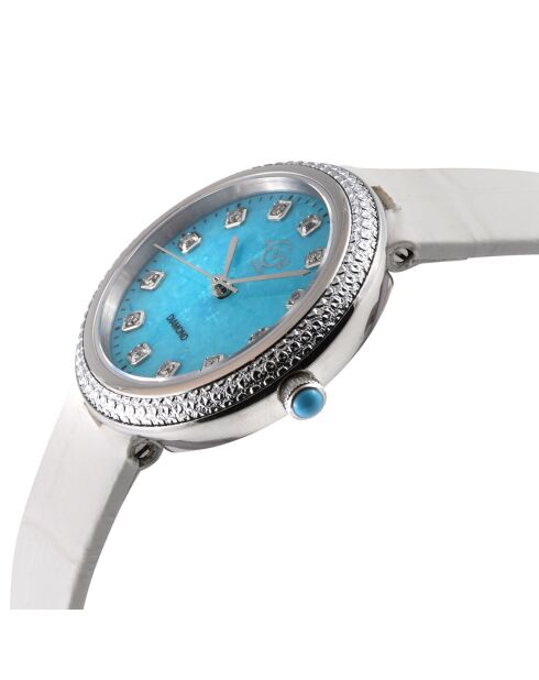 Montre Arezzo Femme Quartz en Cuir & Diamants 0.144 ct blanche