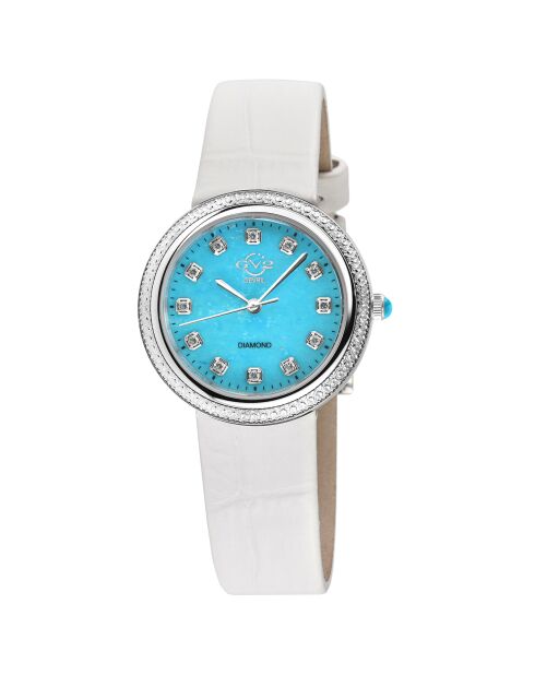 Montre Arezzo Femme Quartz en Cuir & Diamants 0.144 ct blanche