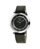 Montre Lombardy Femme Quartz en Cuir & Diamants 0.04 ct noire