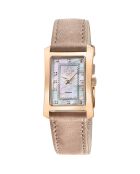 Montre Luino Femme Quartz en Cuir & Diamants 0.084 ct marron clair