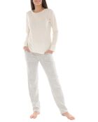 Pyjama long Coraline écru/gris clair