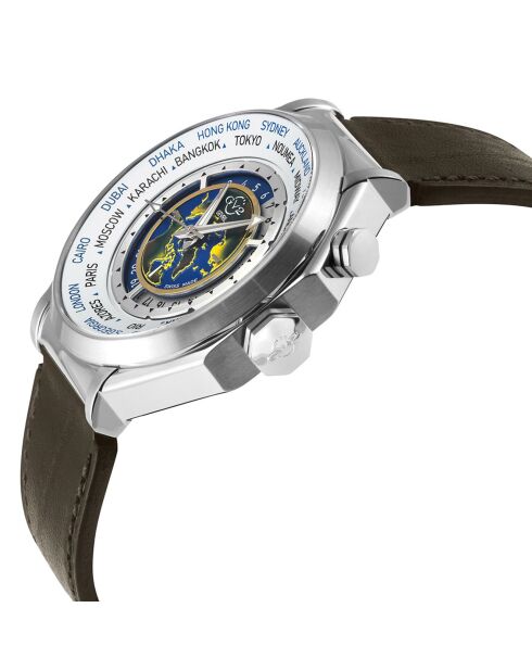 Marchese herenhorloge van kwartsbruin leer