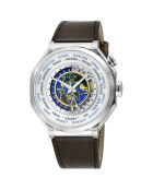 Marchese herenhorloge van kwartsbruin leer