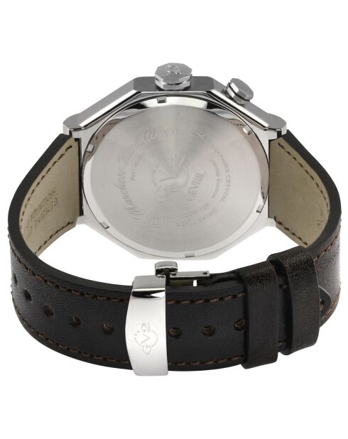 Marchese herenhorloge van kwartsbruin leer