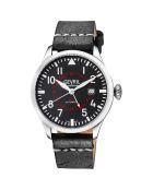 Reloj automático de cuero negro Vaughn para hombre