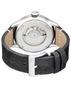 Reloj automático de cuero negro Vaughn para hombre