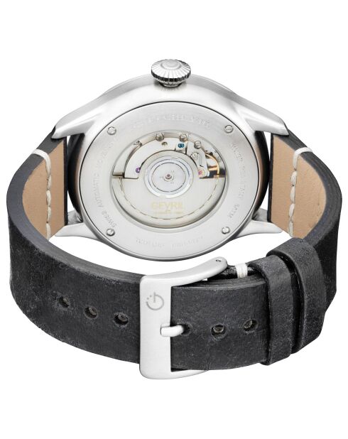 Reloj automático de cuero negro Vaughn para hombre