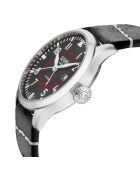Reloj automático de cuero negro Vaughn para hombre