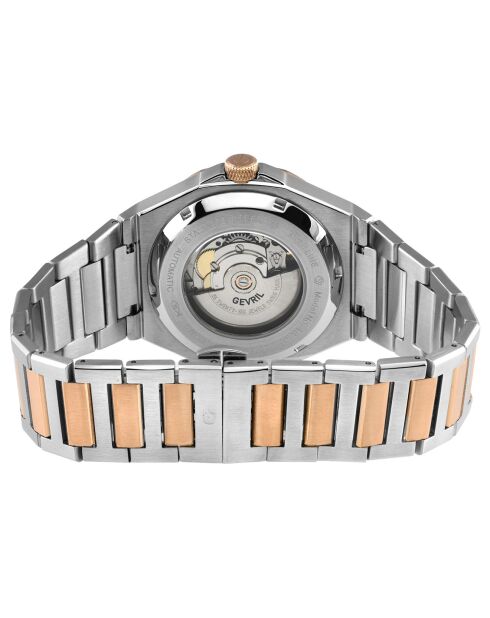 Hooglijns automatisch herenhorloge in roségoud/zilverstaal