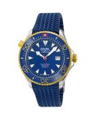 Hudson Yards automatisch blauw rubberen herenhorloge