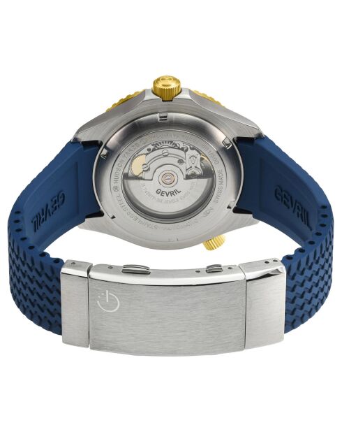 Hudson Yards automatisch blauw rubberen herenhorloge