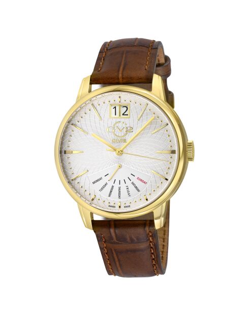 Montre Rovescio Homme Quartz en Cuir marron