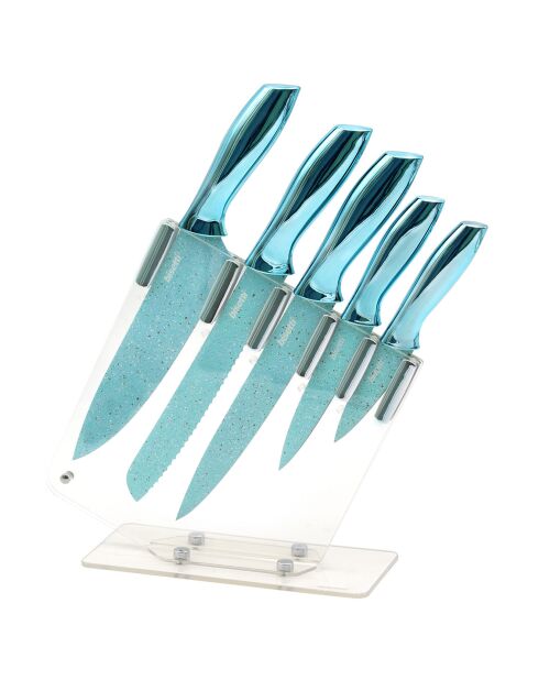 5 coltelli da cucina con supporto Miss Gourmet grigio