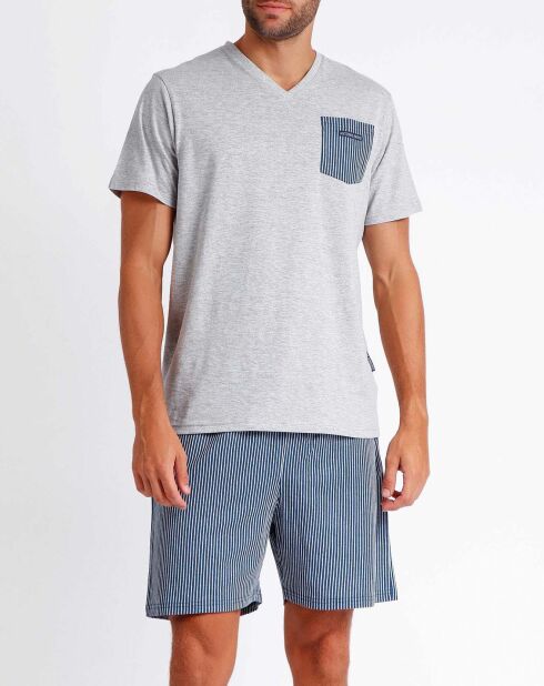 Pigiama grigio opaco/blu