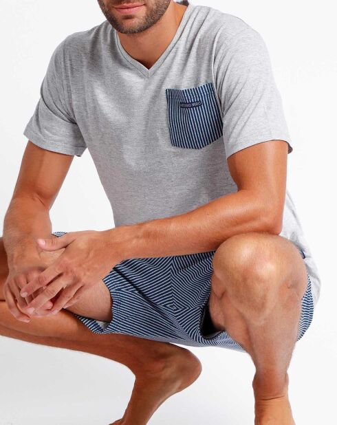 Pigiama grigio opaco/blu