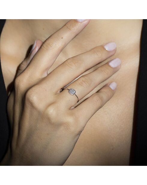 Quadratischer Tendresse Diamantring 0,06 Karat Weißgold