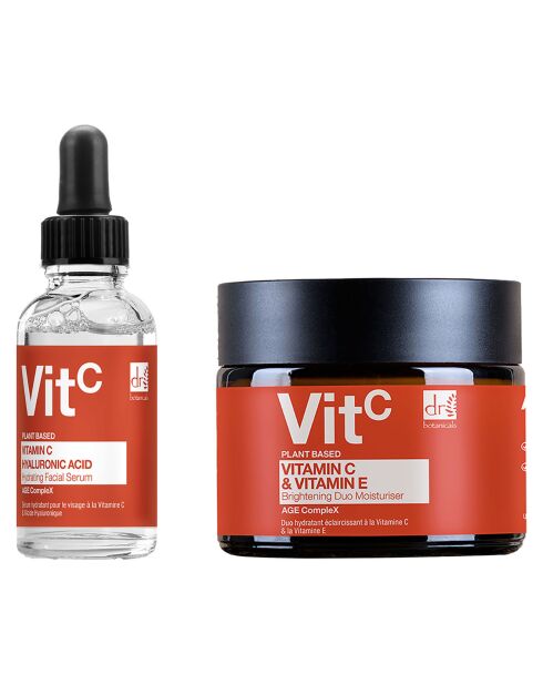 Anti-Aging-Gesichtsserum mit Vitamin C und Hyaluronsäure + Aufhellende Feuchtigkeitscreme Duo mit Vitamin C und Vitamin E - 2 Stück