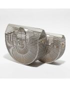 2 Sacs à main en Bambou Clyde argentés - 21x32x10.5 cm