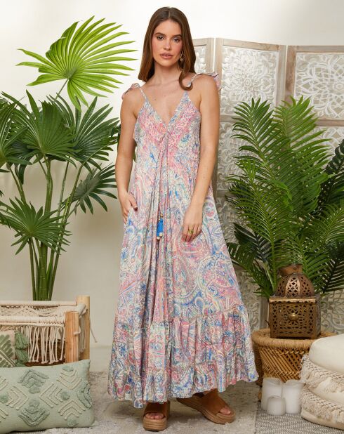 Robe 100% Soie Fabiola bleue