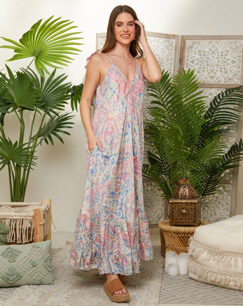 Robe 100% Soie Fabiola bleue