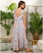 Robe 100% Soie Fabiola bleue