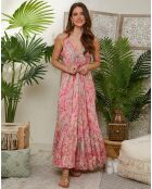 Robe 100% Soie Fabiola fushia