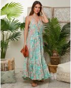 Robe 100% Soie Fabiola verte