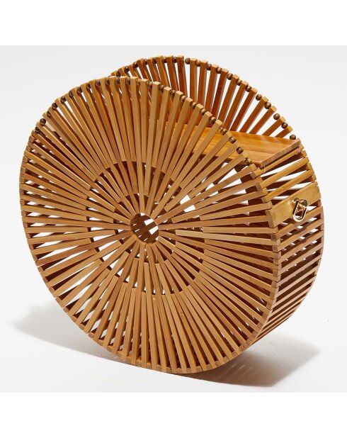 Sac à main en Bambou Souris beige - 27.5x23.5x8 cm