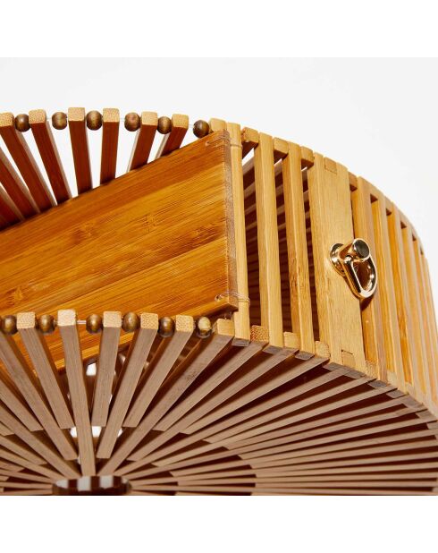 Sac à main en Bambou Souris beige - 27.5x23.5x8 cm