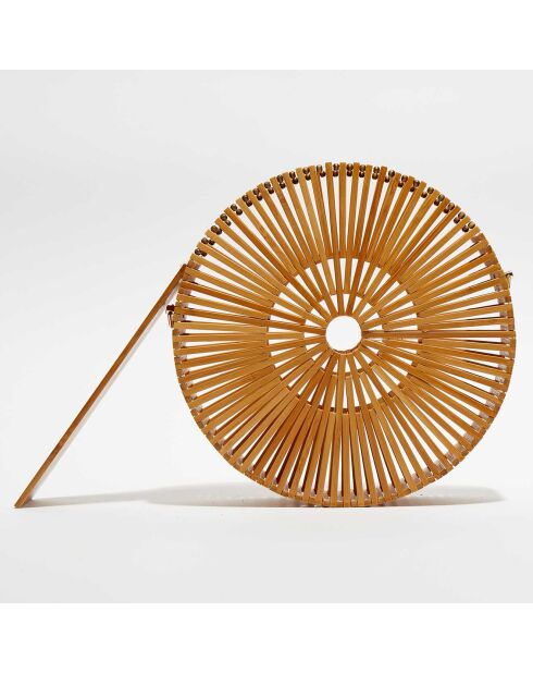 Sac à main en Bambou Souris beige - 27.5x23.5x8 cm