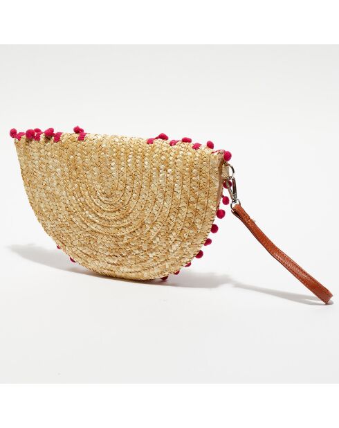 Pochette en paille Luna rouge - 31x20 cm