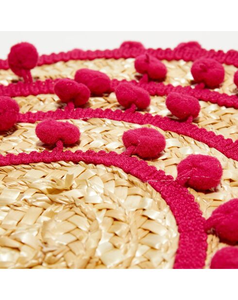 Pochette en paille Luna rouge - 31x20 cm