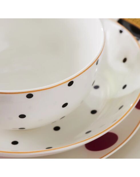 Service de Table en Porcelaine multicolore - 24 pièces