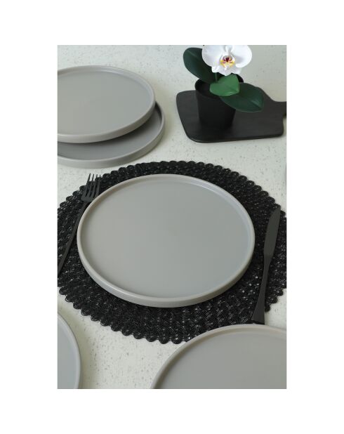 6 Assiettes plates en Céramique grises -  D.27cm