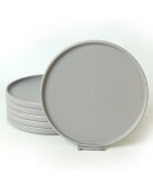 6 Assiettes plates en Céramique grises -  D.27cm